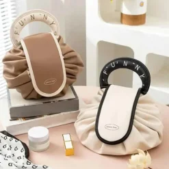 Drawstring Makeup Bag, Large Cosmetic Bag, Portable Waterproof Toiletry Organizer for Women, Travel Makeup Pouch, Female Cosmetic Bag, Make Up Bags for Toiletries and Accessories