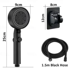 Drill-Free High Pressure Handheld Shower Head Set with ON/OFF Pause Switch 5 Spray Modes Water Saving Showerhead, Detachable Shower Accessories Bracket