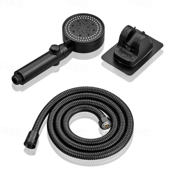Drill-Free High Pressure Handheld Shower Head Set with ON/OFF Pause Switch 5 Spray Modes Water Saving Showerhead, Detachable Shower Accessories Bracket