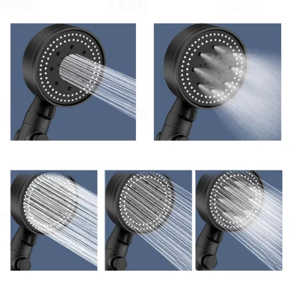 Drill-Free High Pressure Handheld Shower Head Set with ON/OFF Pause Switch 5 Spray Modes Water Saving Showerhead, Detachable Shower Accessories Bracket