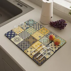 Drying Mat For Kitchen Counter Coffee Patterntableware Drying Mat Table Insulation Mat Protect Countertops And Tableware Bowl And Chopsticks Drying Mat Absorbent Dishes Drainer Mats