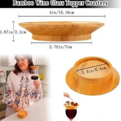 Dual Use Wine Glass Charcuterie Topper, Wine Glass Charcuterie Board Topper, Bamboo Vertical Wine Glass Topper Coasters for appetizers and Desserts