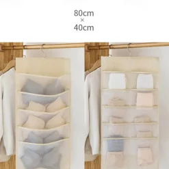 Dual-Sided Hanging Closet Organizer Pocket for Underwear Stocking Toiletries Accessories Bra Dresser Panty Socks Drawers Home Basics