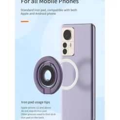 Dual-Sided Magnetic Phone Mount - Strong Suction for Car/Desk, 360 Adjustable, Compatible with iPhone, Samsung, Google, Moto Series Cases