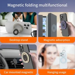Dual-Sided Magnetic Phone Mount - Strong Suction for Car/Desk, 360 Adjustable, Compatible with iPhone, Samsung, Google, Moto Series Cases