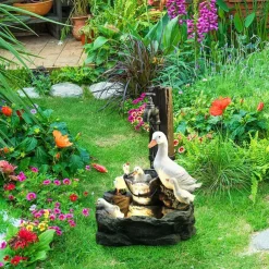 Duck Family Patio Statue, Cute Resin-Duck Animal Sculpture, Animal Garden Statue Decoration, Patio Yard Lawn Ornaments, Creative Resin Outdoor Sculpture, Gifts for Family and Friends