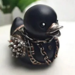 Duck Statue Decor Goth Satanic Duck, Gothic Punk Resin Collectible Figurines Ducks, Cute Little Duck Statue Crafts, Novelty Decorative Satan Duck Ornaments Halloween Decoration