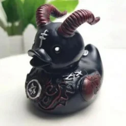 Duck Statue Decor Goth Satanic Duck, Gothic Punk Resin Collectible Figurines Ducks, Cute Little Duck Statue Crafts, Novelty Decorative Satan Duck Ornaments Halloween Decoration