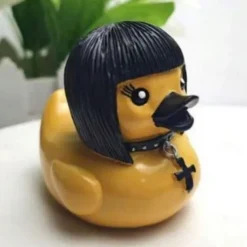 Duck Statue Decor Goth Satanic Duck, Gothic Punk Resin Collectible Figurines Ducks, Cute Little Duck Statue Crafts, Novelty Decorative Satan Duck Ornaments Halloween Decoration