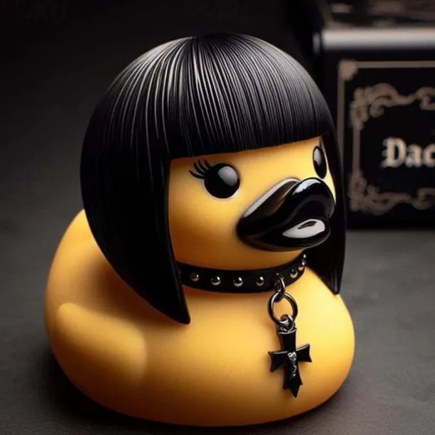 Duck Statue Decor Goth Satanic Duck, Gothic Punk Resin Collectible Figurines Ducks, Cute Little Duck Statue Crafts, Novelty Decorative Satan Duck Ornaments Halloween Decoration