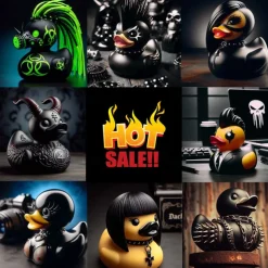 Duck Statue Decor Goth Satanic Duck, Gothic Punk Resin Collectible Figurines Ducks, Cute Little Duck Statue Crafts, Novelty Decorative Satan Duck Ornaments Halloween Decoration