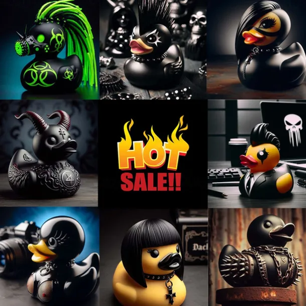 Duck Statue Decor Goth Satanic Duck, Gothic Punk Resin Collectible Figurines Ducks, Cute Little Duck Statue Crafts, Novelty Decorative Satan Duck Ornaments Halloween Decoration