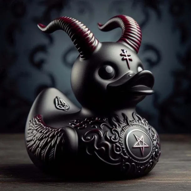 Duck Statue Decor Goth Satanic Duck, Gothic Punk Resin Collectible Figurines Ducks, Cute Little Duck Statue Crafts, Novelty Decorative Satan Duck Ornaments Halloween Decoration