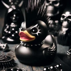 Duck Statue Decor Goth Satanic Duck, Gothic Punk Resin Collectible Figurines Ducks, Cute Little Duck Statue Crafts, Novelty Decorative Satan Duck Ornaments Halloween Decoration