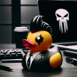 Duck Statue Decor Goth Satanic Duck, Gothic Punk Resin Collectible Figurines Ducks, Cute Little Duck Statue Crafts, Novelty Decorative Satan Duck Ornaments Halloween Decoration
