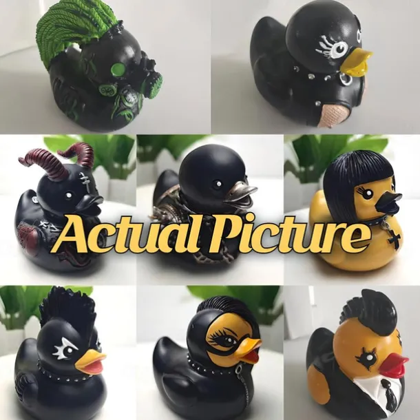 Duck Statue Decor Resin Collection Satanic, Punk, Gothic, and Rock'n'Roll Ducks - Perfect Additions for Mrs. Valentina's Eccentric and Dark-themed Display