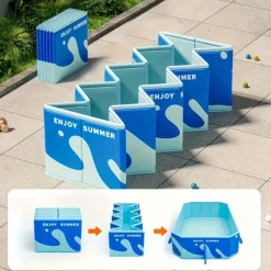 Durable Foldable Inflatable Swimming Pool Rectangular Shape, PVC Material, Multiple Components for Family Fun