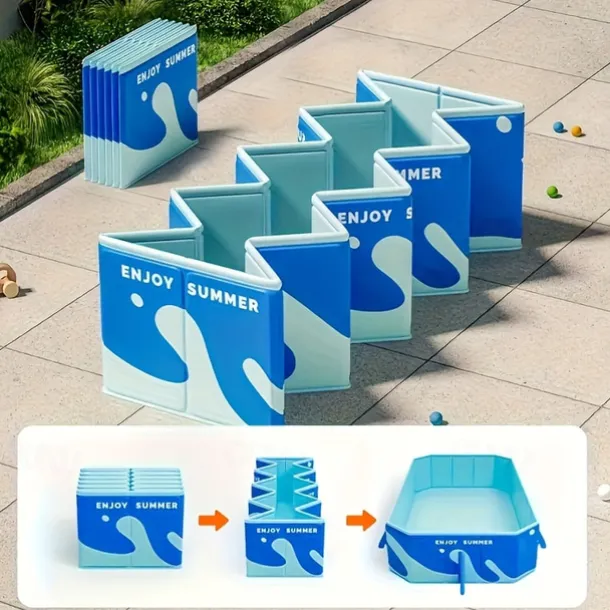 Durable Foldable Inflatable Swimming Pool Rectangular Shape, PVC Material, Multiple Components for Family Fun