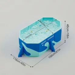 Durable Foldable Inflatable Swimming Pool Rectangular Shape, PVC Material, Multiple Components for Family Fun