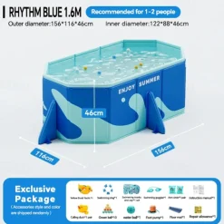 Durable Foldable Inflatable Swimming Pool Rectangular Shape, PVC Material, Multiple Components for Family Fun