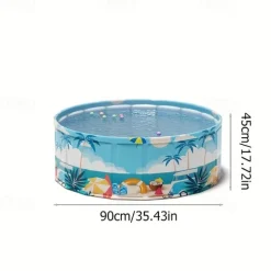 Durable PVC Tropical Family Fun Round Swimming Pool Foldable, No Inflation Needed, Perfect for Backyard Gatherings & Indoor Play Blue Palm Tree Design, Leisure Pool, Summer Vibes Pool, Pool Floats