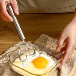 Durable Stainless Steel Flour Cake Mixer - Outdoor Hand Crank Whisk for Long-Lasting Baking and Cooking