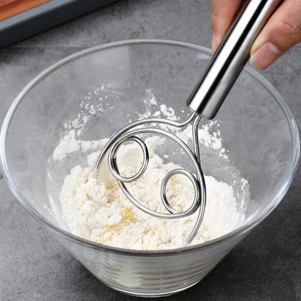 Durable Stainless Steel Flour Cake Mixer - Outdoor Hand Crank Whisk for Long-Lasting Baking and Cooking