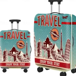 Durable Travel Luggage Cover, Dacron Elastic Suitcase Cover Protector, Foldable Washable Luggage Cover Protector