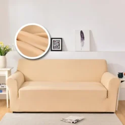 Dustproof All-powerful Slipcovers Stretch Sofa Cover Burgundy Super Soft Fabric Couch Cover With One Free Boster Case(Chair/Love Seat/3 Seats/4 Seats)