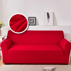 Dustproof All-powerful Slipcovers Stretch Sofa Cover Burgundy Super Soft Fabric Couch Cover With One Free Boster Case(Chair/Love Seat/3 Seats/4 Seats)