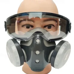 Dust-proof Integrated Respirator Mask Woodworking Tools, Reusable Half Mask with Goggles, Anti-dust Mask for Spray Painting Woodworking, Safety Construction Gear, Protector