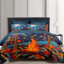 Duvet Cover Flame Quilt Art Pattern Duvet Cover Set Soft 3-Piece Luxury Cotton Bedding Set Home Decor Gift