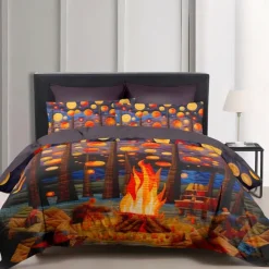Duvet Cover Flame Quilt Art Pattern Duvet Cover Set Soft 3-Piece Luxury Cotton Bedding Set Home Decor Gift