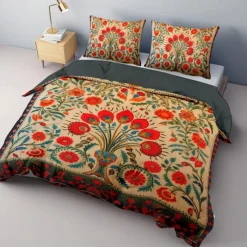 Duvet Cover Set Medieval Quilt Art The Tree of Life Pattern Duvet Cover Set Soft 3-Piece Luxury Cotton Bedding Set Home Decor Gift