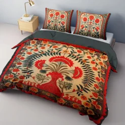 Duvet Cover Set Medieval Quilt Art The Tree of Life Pattern Duvet Cover Set Soft 3-Piece Luxury Cotton Bedding Set Home Decor Gift