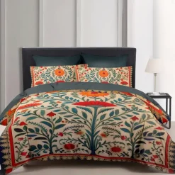 Duvet Cover Set Medieval Quilt Art The Tree of Life Pattern Duvet Cover Set Soft 3-Piece Luxury Cotton Bedding Set Home Decor Gift