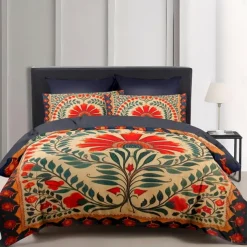 Duvet Cover Set Medieval Quilt Art The Tree of Life Pattern Duvet Cover Set Soft 3-Piece Luxury Cotton Bedding Set Home Decor Gift