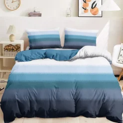 Duvet Cover Set with Casual Color Block Print, 100% Cotton, Soft and Breathable Fabric, Includes Duvet Cover and Pillowcases, Hypoallergenic and Skin-Friendly, Machine Washable, Durable, Comfortable