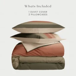 Duvet Cover Set with Casual Color Block Print, 100% Cotton, Soft and Breathable Fabric, Includes Duvet Cover and Pillowcases, Hypoallergenic and Skin-Friendly, Machine Washable, Durable, Comfortable