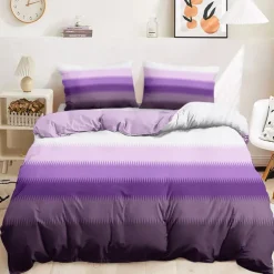 Duvet Cover Set with Casual Color Block Print, 100% Cotton, Soft and Breathable Fabric, Includes Duvet Cover and Pillowcases, Hypoallergenic and Skin-Friendly, Machine Washable, Durable, Comfortable