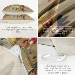 Duvet Cover Set with Funny Rooster Print, 100% Cotton, Soft and Breathable Fabric, Includes Duvet Cover and Pillowcases, Hypoallergenic and Skin-Friendly, Machine Washable, Durable, Comfortable