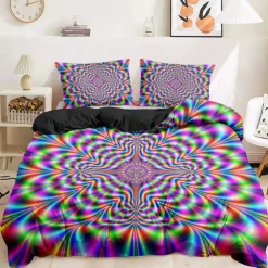 Duvet Cover Set with Optical Illusion Graphic Prints, 100% Cotton Bedding Set, Ultra-Soft and Breathable Material, Includes Duvet Cover and Pillowcases, Modern and Stylish Design, Durable