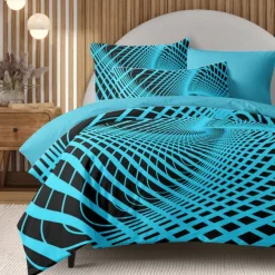 Duvet Cover Set with Optical Illusion Graphic Prints, 100% Cotton Bedding Set, Ultra-Soft and Breathable Material, Includes Duvet Cover and Pillowcases, Modern and Stylish Design, Durable