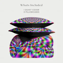 Duvet Cover Set with Optical Illusion Graphic Prints, 100% Cotton Bedding Set, Ultra-Soft and Breathable Material, Includes Duvet Cover and Pillowcases, Modern and Stylish Design, Durable