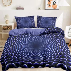Duvet Cover Set with Optical Illusion Graphic Prints, 100% Cotton Bedding Set, Ultra-Soft and Breathable Material, Includes Duvet Cover and Pillowcases, Modern and Stylish Design, Durable