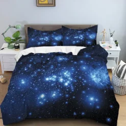 Duvet Cover Set with Zipper Reversible Universe Moon Printed Design Soft Microfiber Bedding Set Includes Duvet Cover and Pillowcases Perfect for Adding a Cosmic Touch to Your Bedroom Decor