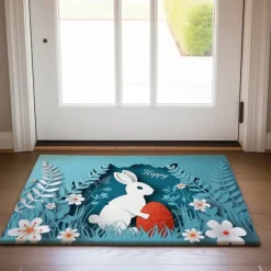 Easter Bunny Doormat Floor Mats Washable Rugs Kitchen Mat Non-Slip Oil Proof Rug Indoor Outdoor Mat Bedroom Decor Bathroom Mat Entrance Rug Folk Art