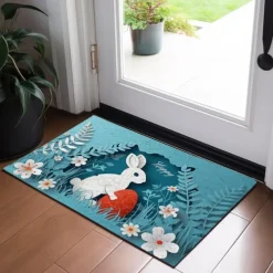 Easter Bunny Doormat Floor Mats Washable Rugs Kitchen Mat Non-Slip Oil Proof Rug Indoor Outdoor Mat Bedroom Decor Bathroom Mat Entrance Rug Folk Art