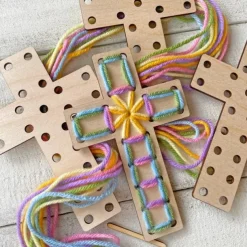 Easter Crosses - Complete Yarn Craft Kit for Easter Gift, Easter Crosses Craft Kit for Easter Decor, for Easter Baskets, Sunday School,Family, Small Group Crafts