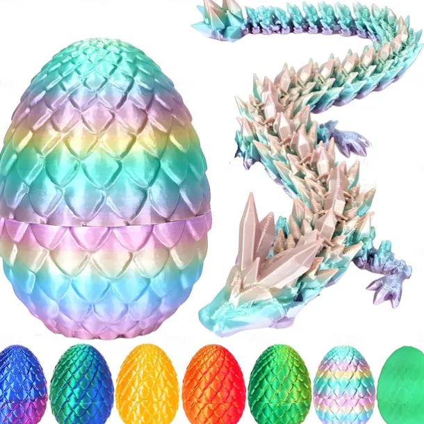 Easter 3D Printed Dragon Egg, Mystery Crystal Dragon Egg Fidget Toys Surprise, Easter Eggs Articulated Crystal Dragon Eggs with Dragon Inside